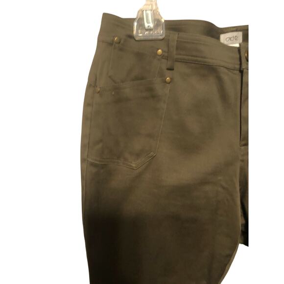 Cache Stretch Crop Pant Stretch Olive Green 5" Ankle Zipper 8/10/12 - Picture 5 of 6